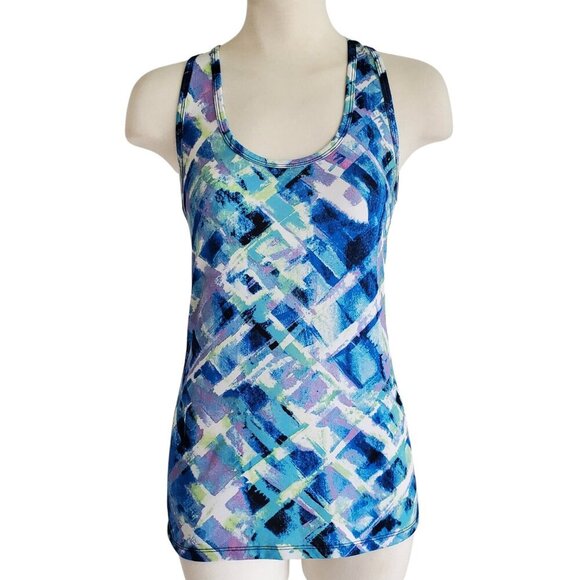 90 Degree by Reflex Racerback Athletic Longline Tank Top Multi Print Size M - Picture 1 of 13